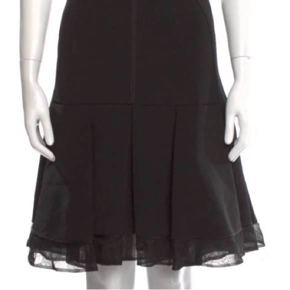 J Mendel Near New BLk Cocktail Dress ft Lace Paneling&Lace Overlay Box Pleat Hem - Picture 5 of 5